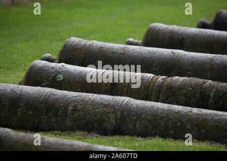 Francia, Pays de caux, Dieppe, terrazze del castello, cannoni Foto Stock