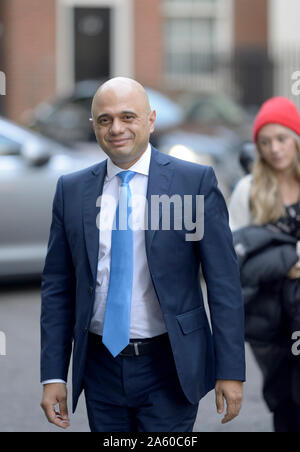 Sajid Javid MP, il Cancelliere dello Scacchiere, lasciando Downing Street 22 Ottobre 2019 Foto Stock