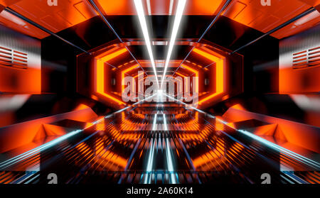 3D reso illustrazione, la visualizzazione di un science fiction astronave Foto Stock