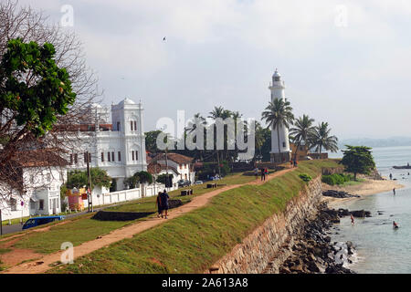 Fort Area e faro, Galle, sud della provincia, Sri Lanka Foto Stock