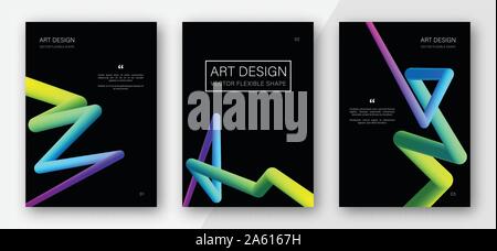 Creative coperchio colorato set. Abstract alla moda design volantini con fluido multicolori forme di gradiente. Abstract forme curve Illustrazione Vettoriale