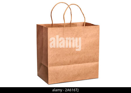 Il lusso di carta riciclata shopping bag isolato su bianco Foto Stock