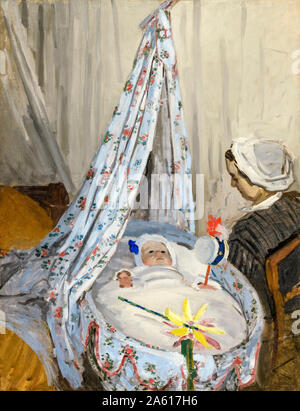 Claude Monet, culla, Camille con l'artista figlio di Jean, pittura, 1867 Foto Stock