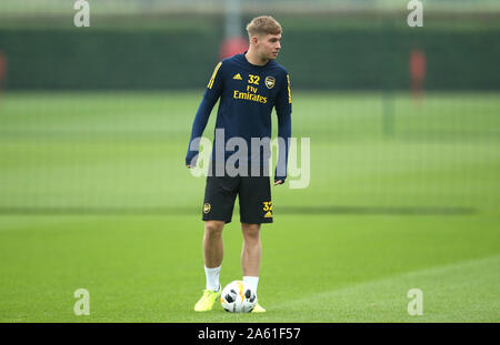 Dell'Arsenal Emile Smith Rowe durante la sessione di formazione a Londra prendere per Colney, Londra. Foto Stock