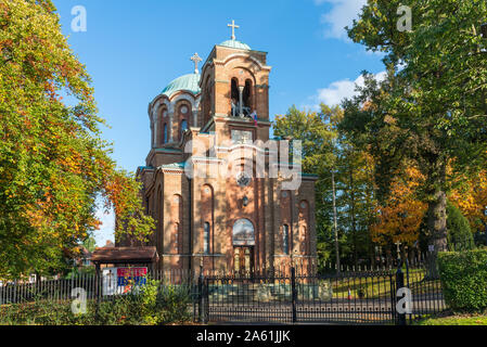 Chiesa ortodossa serba del Santo Principe Lazar in Bournville, Birmingham, Regno Unito Foto Stock