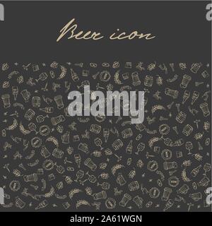 Set di birra relative doodle icone. Disegnata a mano schizzi. Vettore isolato illustrazione. Illustrazione Vettoriale