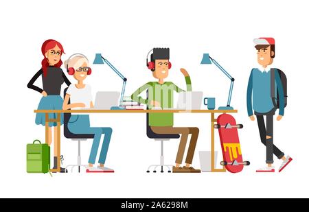 persone creative che lavorano in co-office Illustrazione Vettoriale