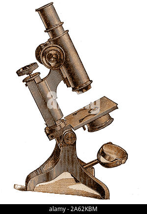 Xix secolo microscopio apparecchiature - Panettiere modello microscopio istologico Foto Stock