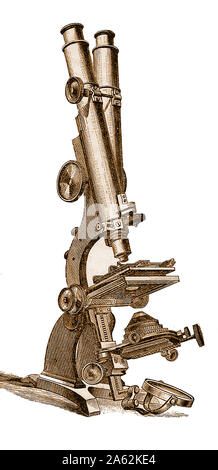 Istologia - XIX secolo attrezzature microscopio - Pillischer del microscopio binoculare Foto Stock