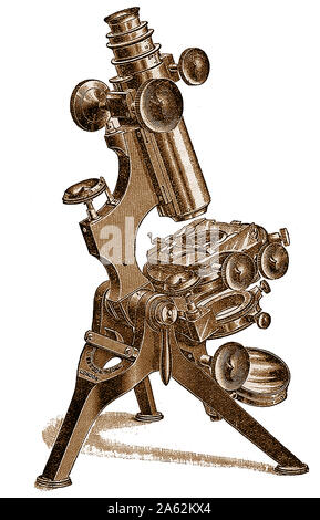 Istologia - XIX secolo attrezzature microscopio - Watson,s migliorata 'Van Heurck' microcope batteriologica Foto Stock