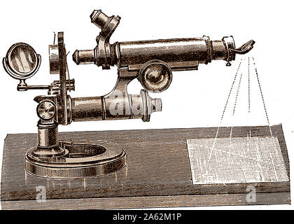 Istologia - XIX secolo microscopio attrezzature - un microscopio collocato in posizione per il disegno. Foto Stock