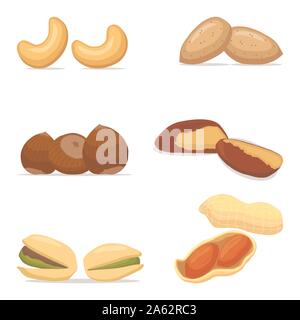 Illustrazione Vettoriale logo per anacardi, nocciola, brasile dado, pistacchio, di arachidi, di cocco, di mandorla. Il dado costituito da nutley,nutshell.mangiare anacardi,nocciole Illustrazione Vettoriale