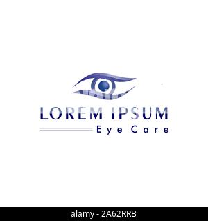 Occhio Logo Design Template, visione creativa logotipo concetto. Blue Eye vision Logo, Eye Care il concetto di Logo Illustrazione Vettoriale