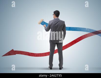 L imprenditore grafici di disegno nel concetto di previsione Foto Stock