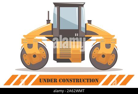 Compattatore. Illustrazione dettagliata della costruzione pesante macchina e attrezzatura. Illustrazione Vettoriale. Illustrazione Vettoriale