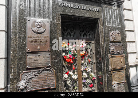 Buenos Aires, Argentina - 2 Febbraio 2018: la tomba di Eva Peron a Recoleta Foto Stock