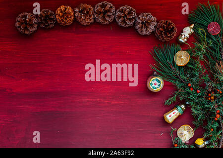 Natale nuovo anno albero decorazione regali di Natale sfondo inverno Foto Stock