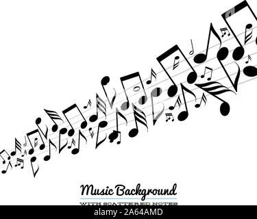 Disordinato musica diffusa note sul pentagramma Illustrazione Vettoriale