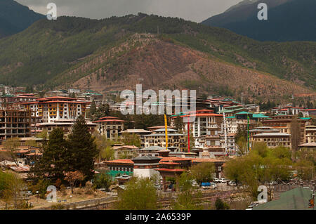 Paesaggio di Thimpu, capitale del Bhutan Foto Stock