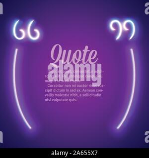 Neon retrò incandescente virgolette telaio Illustrazione Vettoriale