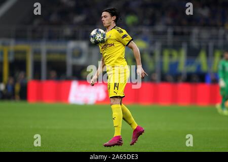 Milano, Italien. 23 Ott, 2019. firo: 23.10.2019, calcio, Champions League, stagione 2019/2020, 3° gruppo match Inter Milan - Borussia Dortmund, Nico Schulz, Borussia Dortmund, Borussia, BVB e azione unica, | Utilizzo di credito in tutto il mondo: dpa/Alamy Live News Foto Stock