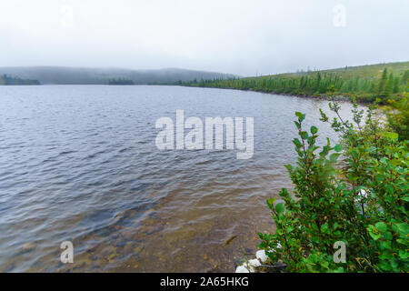 Vista della Sainte-Anne du Nord lago, in Grands-Jardins National Park, Quebec, Canada Foto Stock