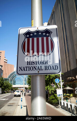 Storica National road sign Indianapolis in Indiana USA Foto Stock