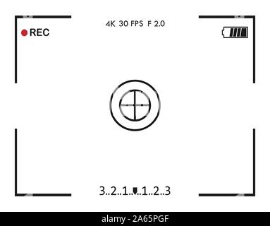 Telaio della fotocamera nella schermata del mirino. Illustrazione Vettoriale. Piatto. Illustrazione Vettoriale