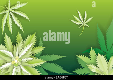 Taglio della carta per la marijuana medica o di foglie di cannabis logo Foto Stock