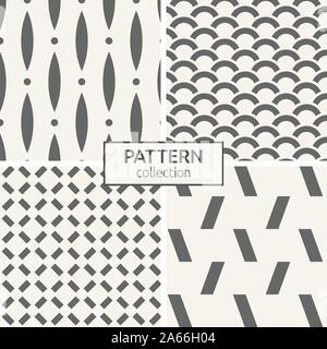 Set di quattro modelli senza giunture. Abstract vettore geometrico sfondi. Moderno ed elegante texture regolarmente di figure geometriche ripetitive. Illustrazione Vettoriale