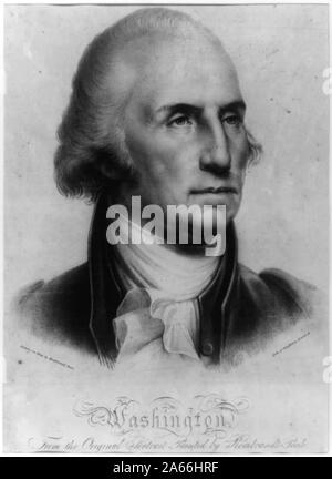 Washington. Dall'originale ritratto dipinto da Rembrandt Peale Abstract: stampa mostra un busto ritratto di George Washington. Foto Stock