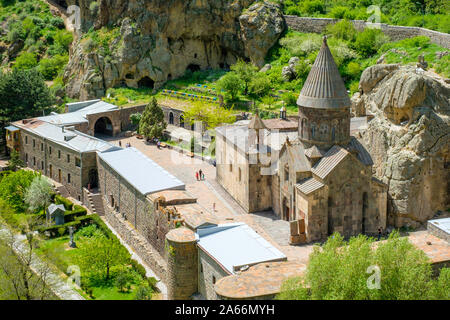 Monastero di Geghard (Geghardavank), il Sito Patrimonio Mondiale dell'UNESCO, provincia di Kotayk, Armenia. Foto Stock