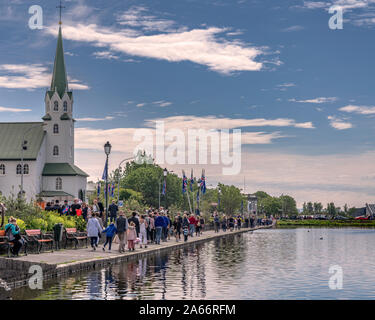 Celebrando Giugno 17th, Islanda giorno dell indipendenza, Reykjavik, Islanda Foto Stock