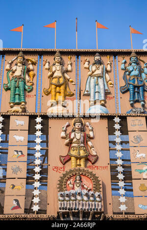 India, Uttar Pradesh, Varanasi, Dashashwamedh Ghat, Sri Ram tempio Foto Stock