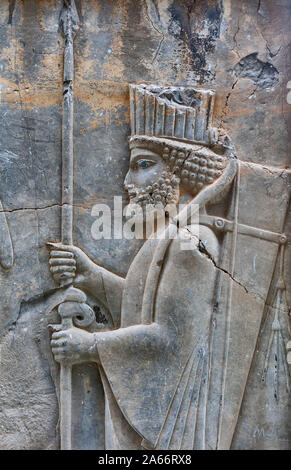 Rilievo, Palazzo Apadana, Persepolis, il cerimoniale di capitale dell impero Achemenide, far Provincia, Iran Foto Stock