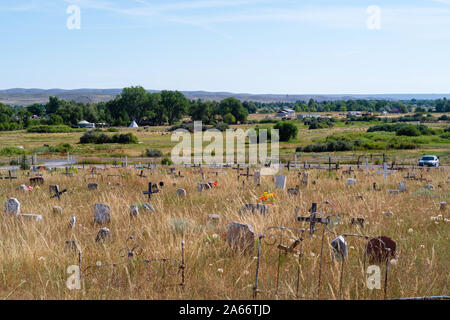 Immagini di Sacajawea il luogo di sepoltura al Cimitero Sacajawea, Fort Washakie, Wyoming negli Stati Uniti. Foto Stock