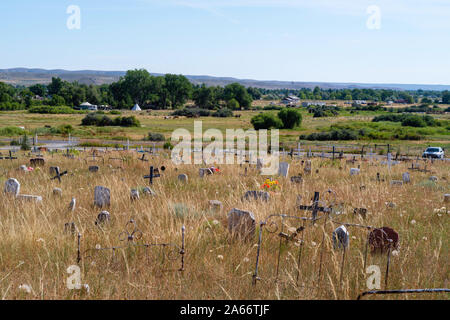 Immagini di Sacajawea il luogo di sepoltura al Cimitero Sacajawea, Fort Washakie, Wyoming negli Stati Uniti. Foto Stock