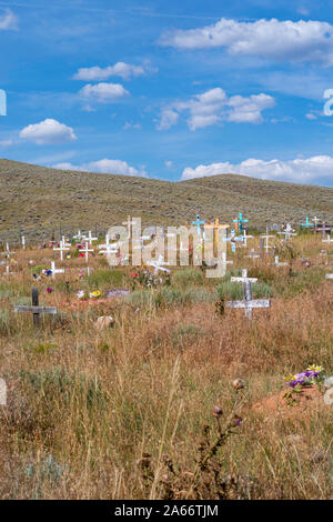 Immagini di Sacajawea il luogo di sepoltura al Cimitero Sacajawea, Fort Washakie, Wyoming negli Stati Uniti. Foto Stock