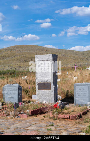 Immagini di Sacajawea il luogo di sepoltura al Cimitero Sacajawea, Fort Washakie, Wyoming negli Stati Uniti. Foto Stock