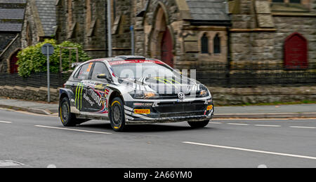 Auto 55, Driver Petter Solberg, Co-Driver Phil Mills, Galles GB Rally in-tra stadi a Newtown, Powys, Wales, Regno Unito Foto Stock