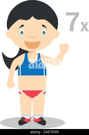 Sport cartoon illustrazioni vettoriali: eptathlon Illustrazione Vettoriale