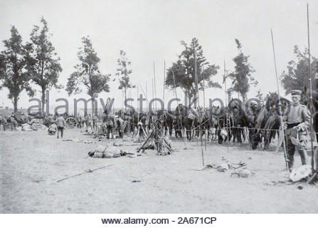 WW1 tedesco ulani con lance, vintage fotografia dal 1914 Foto Stock