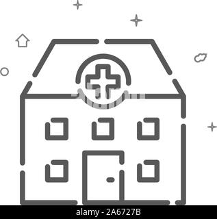 Ospedale, infermeria vettore semplice icona linea. Stazione medica simbolo, il pittogramma, segno. Sfondo chiaro. Corsa modificabile. Regolare il peso della linea. Illustrazione Vettoriale