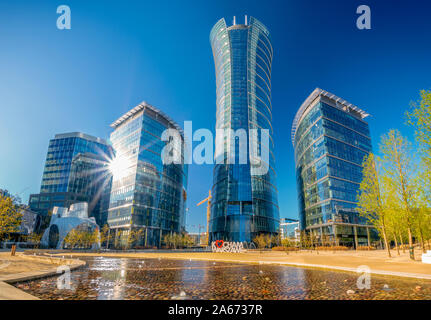 Varsavia,Poland-April 2018:moderni edifici per uffici a guglia di Varsavia, Business center di Varsavia Foto Stock