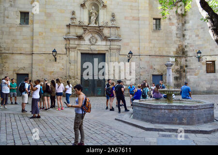 Plaça de Sant Felip Neri in Barcellona, Spagna Foto Stock