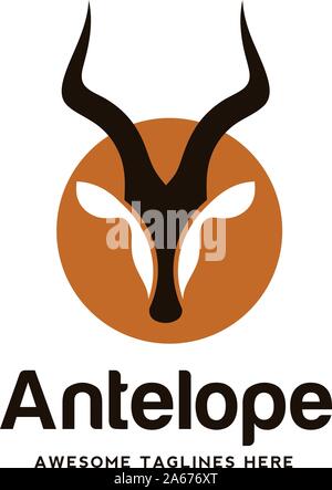 Logotipo dell'Impala stilizzato artistico. Antelope silhouette animali selvatici. Design del logo Creative Art Illustrazione Vettoriale