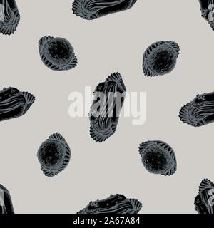 Modello senza cuciture con disegnati a mano stilizzata eclair, tartufo stock illustrazione Illustrazione Vettoriale