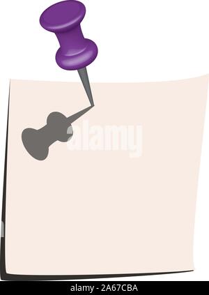 Illustrazione della nota carta e pin di colore viola Illustrazione Vettoriale