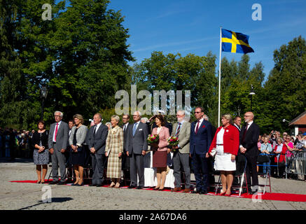 Regina Silvia e Re Carl XVI Gustaf visitato Östergötland al di sotto del re Eriksgata dopo 40 anni sul trono. Foto Jeppe Gustafsson Foto Stock