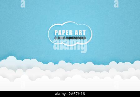 Nuvole sfondo in carta tagliata stile. Illustrazione Vettoriale. Digitale carta craft art design per sfondo, sfondo, modello, banner, poster, advertisi Illustrazione Vettoriale